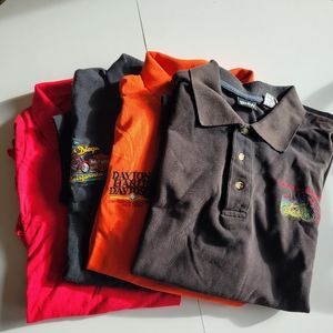3 Harley & 1 BMW polo style cotton shirts excellent little worn...2 Harley towel